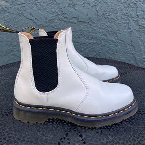 White Doc Martens / Dr. Martens Chelsea Boot Yellow Stitching Women Size 8